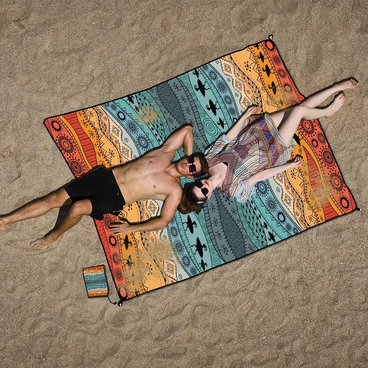 Beach Blanket, Quick-drying Waterproof Picnic Blanket, Portable & Foldable Stain-resistant Beach Mat, Suitable for Travel, Camping, Hiking
