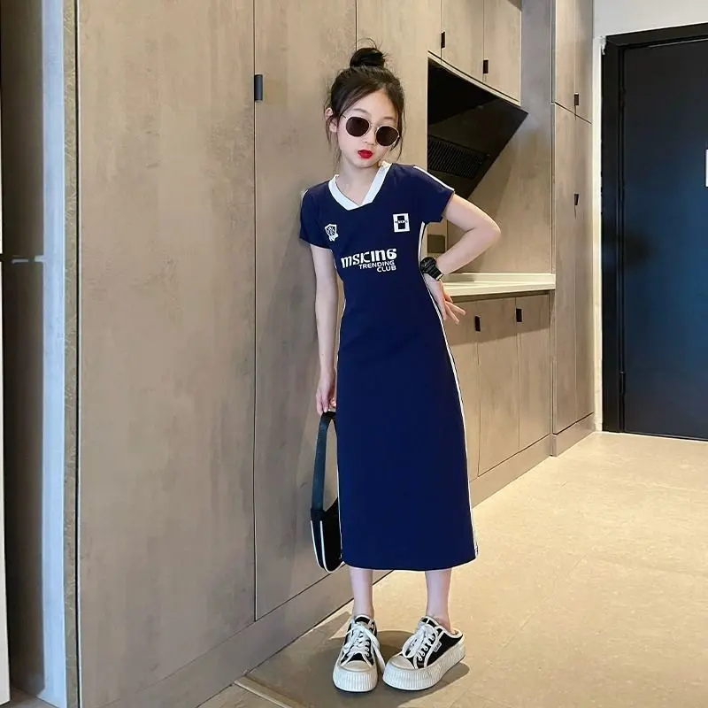 Váy Mùa Hè Cho Bé Gái, Phong Cách Hàn Quốc, Váy Thẳng, Cỡ Trung Bình Và Lớn, Phong Cách Preppy, Váy Thường Ngày Cho Bé Gái, Hàng Mới Về Năm 2024, Phong Cách Phương Tây