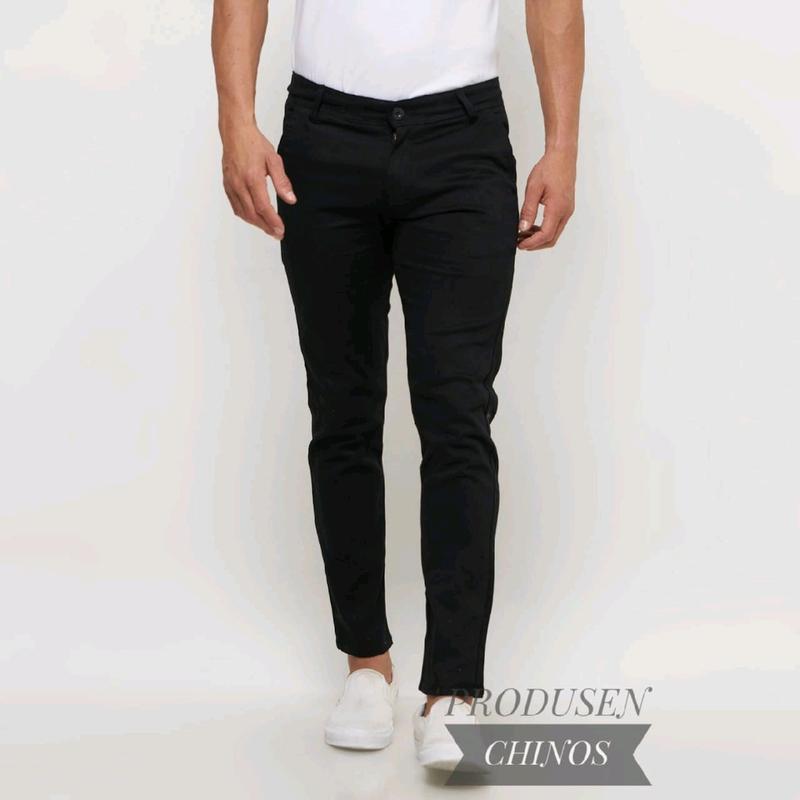 Celana Panjang Pria CHINO Slim Fit Abu Cream Hitam Kain Mocca Nyaman 4