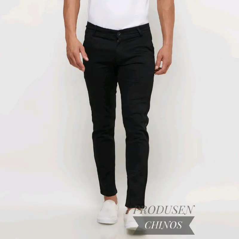 Celana Panjang Pria CHINO Slim Fit Abu Cream Hitam Kain Mocca Nyaman 3