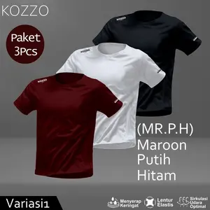 Paket Isi 3 Kaos Dryfit Kozzo | Bahan Elastis Ringan, Cocok untuk Olahraga & Gaya Aktif