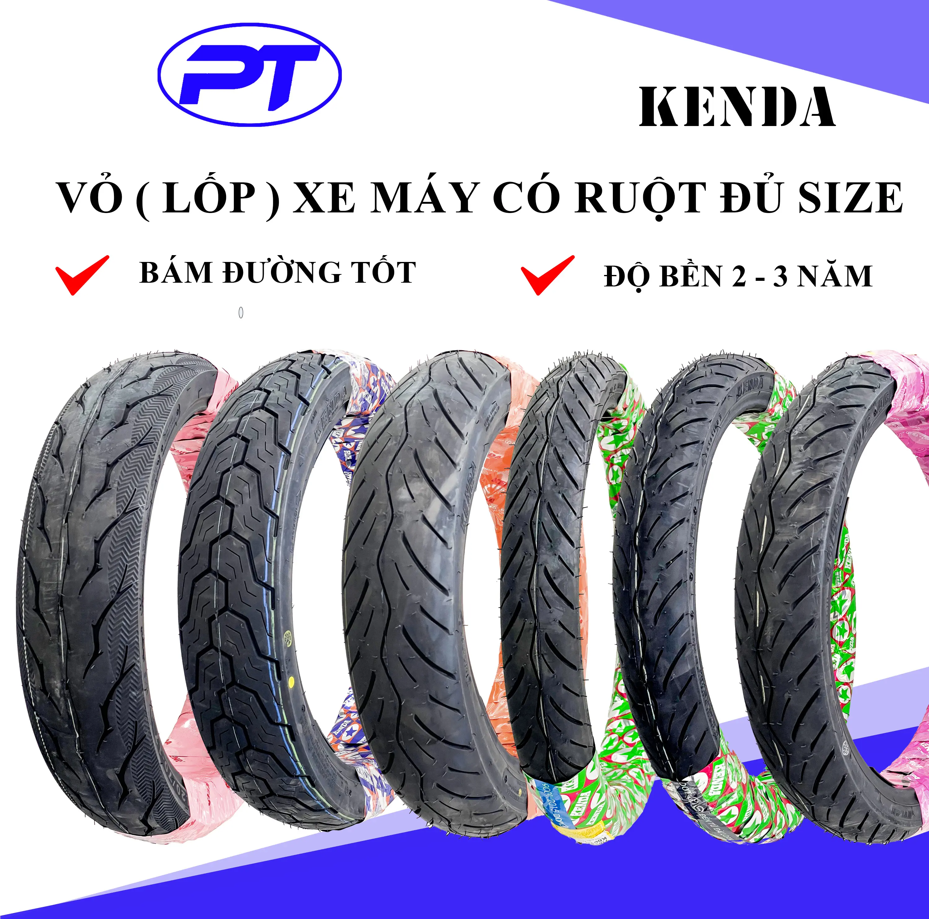 Vỏ lốp xe máy KENDA KHÔNG RUỘT CHO AIRBLADE, VISION, SH, SH MODE, EXITER 150, VARIO, WINNER - Phụ Kiện