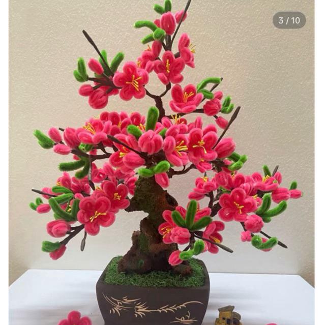 Set vật liệu tự làm cây hoa mai đào T25 bằng kẽm nhung có video hướng dẫn - S0622