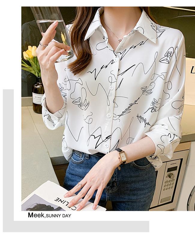 Product Introduction of Áo Nữ Thanh Lịch, Thời Trang Đầu Mùa Thu Mới, Dài Tay, Dáng Rộng, Phong Cách Hoang Dã, Áo Sơ Mi Cổ Điển Phong Cách Hồng Kông, Cổ Bẻ Áo 16