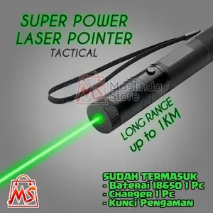 Super Power L4ser  Pointer Green Beam (Bahan metal) Laserpointer Tanpa kabel Jarak Jauh Fullset