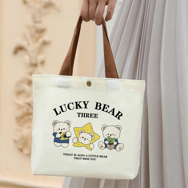 Product Introduction of Túi Xách Vải Bố In Họa Tiết Hoạt Hình, Túi Tote Ăn Trưa Nhân Viên Văn Phòng Mini, Túi Đựng Đồ 11