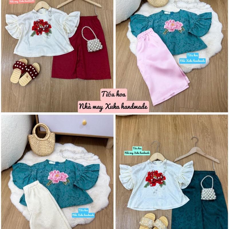 Bộ gấm Tiểu Hoa cho Mẹ&bé gái (Nhà Xuka handmade)