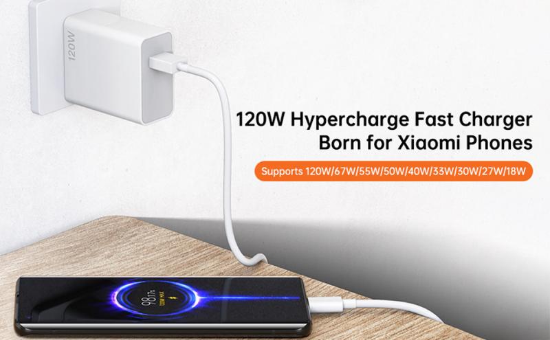 Product Introduction of Bộ sạc Xiaomi, Bộ sạc tường nhanh 120W, Tương thích với Xiaomi 14 / 13 / 12pro Lite, Redmi Note K70 / K60 / K50 / 12 / 11pro plus, Cá mập đen 3 / 4 / 5, với Mi Turbo, Cáp loại USB C 6A, Chiều dài 3,3ft 1