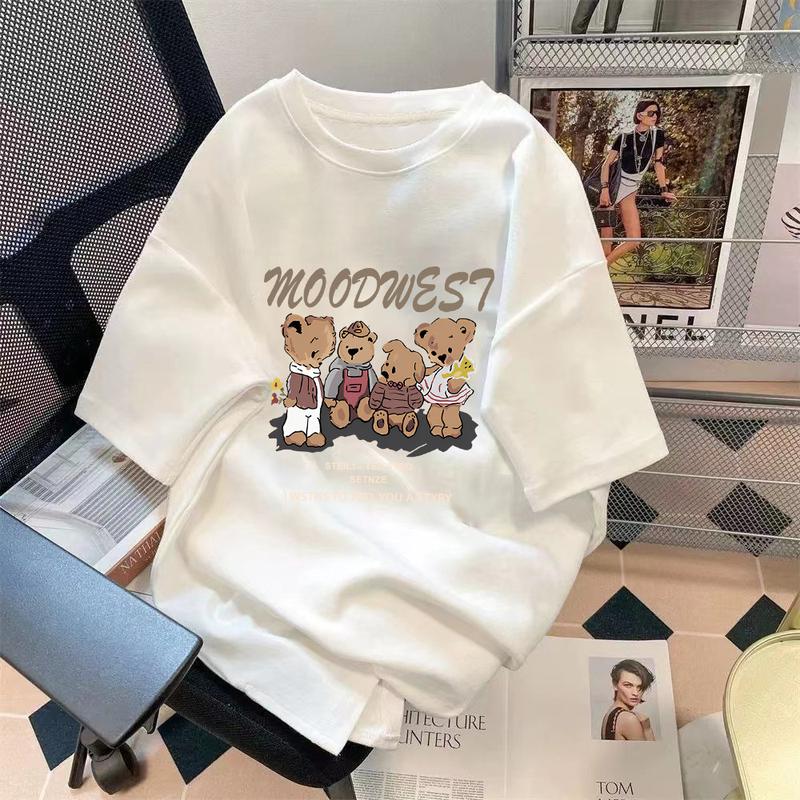 Product Introduction of Limited-Time Discount Youth Summer Short-Sleeved T-shirt Cartoon Print Half Sleeve Shirt Loose All-Matching round Neck T-shirt Clothing Women's Clothing 21