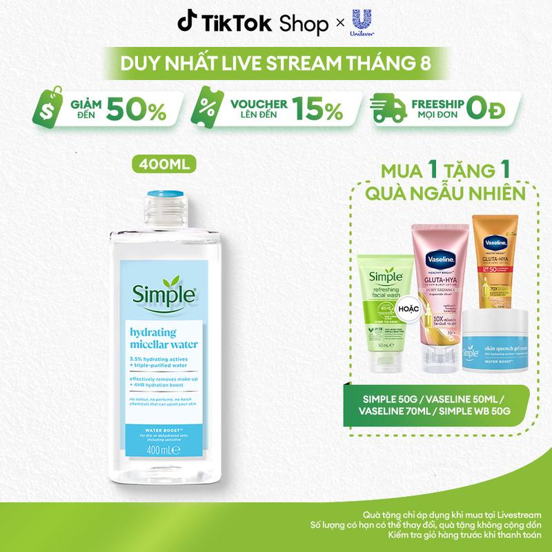 Nước Tẩy Trang Simple Micellar Giúp Loại Bỏ Bụi Bẩn Và Lớp Trang Điểm Cho Da Thoáng Mịn 400ml Nữ [1]
