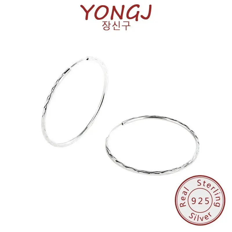 925 Silver Fashion Simple Big Circle Concave and Convex Shape Earrings for Women