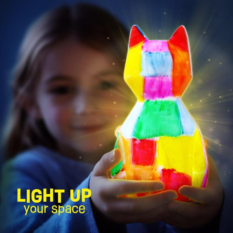 Product Introduction of Cat Design Night Light Painting Kit, 1 Set DIY Geometric Cat Night Light Art Painting Kit, Art & Craft Ornament for Home Office Dormitory School Decor 4