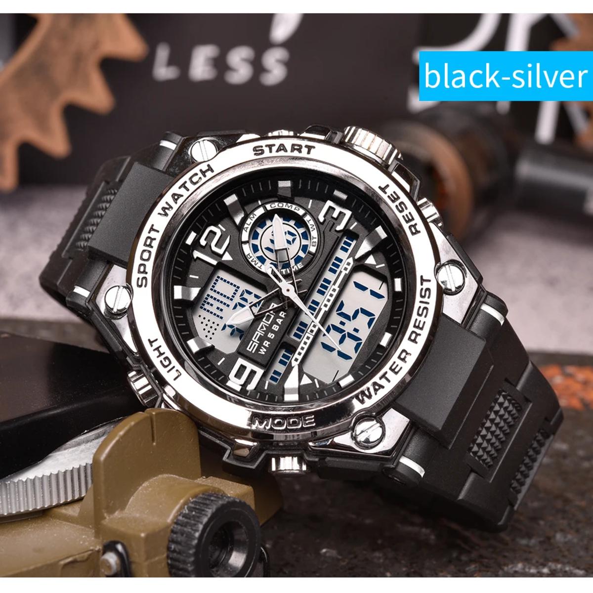 Men Sports Quartz Watches Dual Display LED Electronic Digital Wristwatches Waterproof Military Watch Relogios Masculino