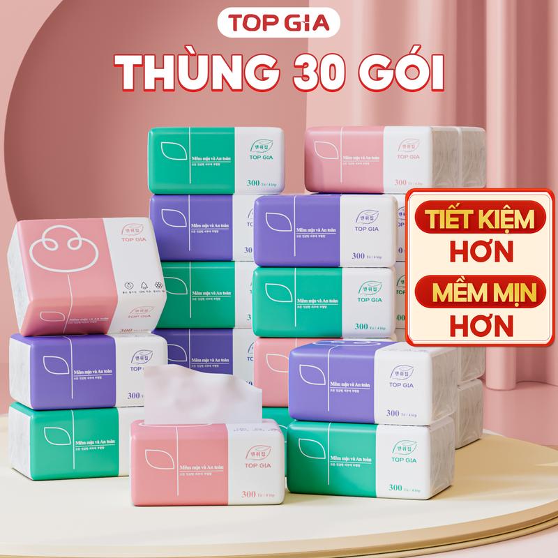 FS(Đa Kho) Thùng 30 bịch Giấy ăn rút cao cấp TopGia 4 lớp mềm mịn, siêu dai Vệ sinh khăn lau Giấy Vệ Sinh 3 màu giấy rút lụa, giấy gấu trúc Khăn Giấy
