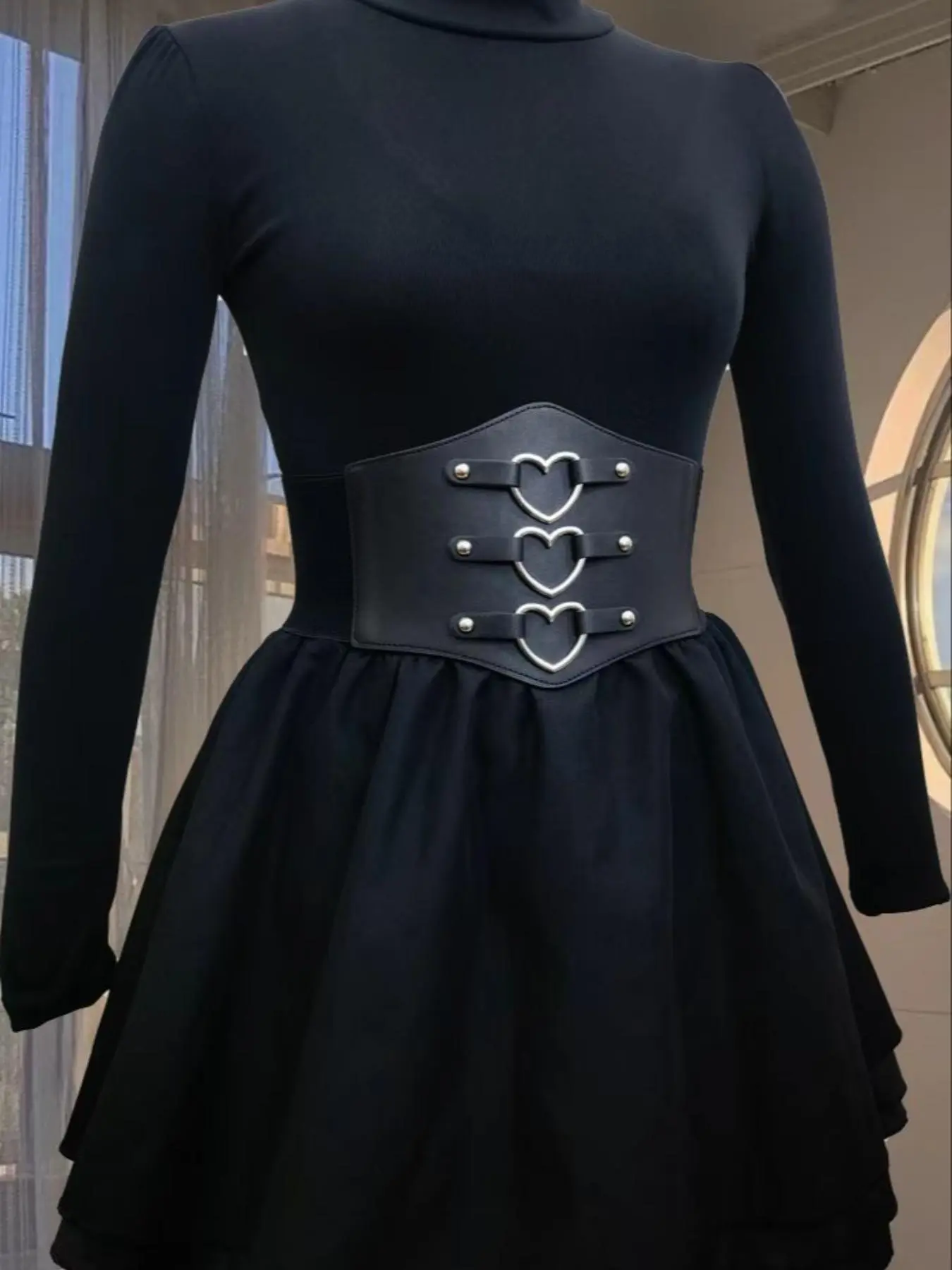 Women's Heart Decor PU Leather Belt, Fashionable Elastic Waistband for Jeans & Short Skirt, Trendy All-match & Exquisite Belt for Birthday Gift