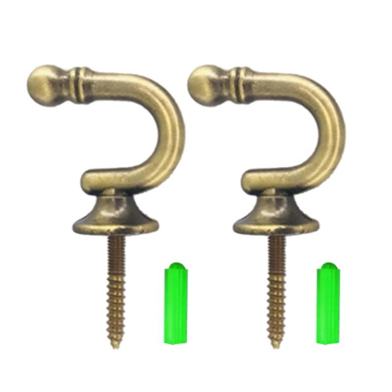 Curtain Lacing Hook, 2 Counts Metal Ball End Lacing Hook, Window Curtain Support Hook, Screw-in Key Hanger Hook 0