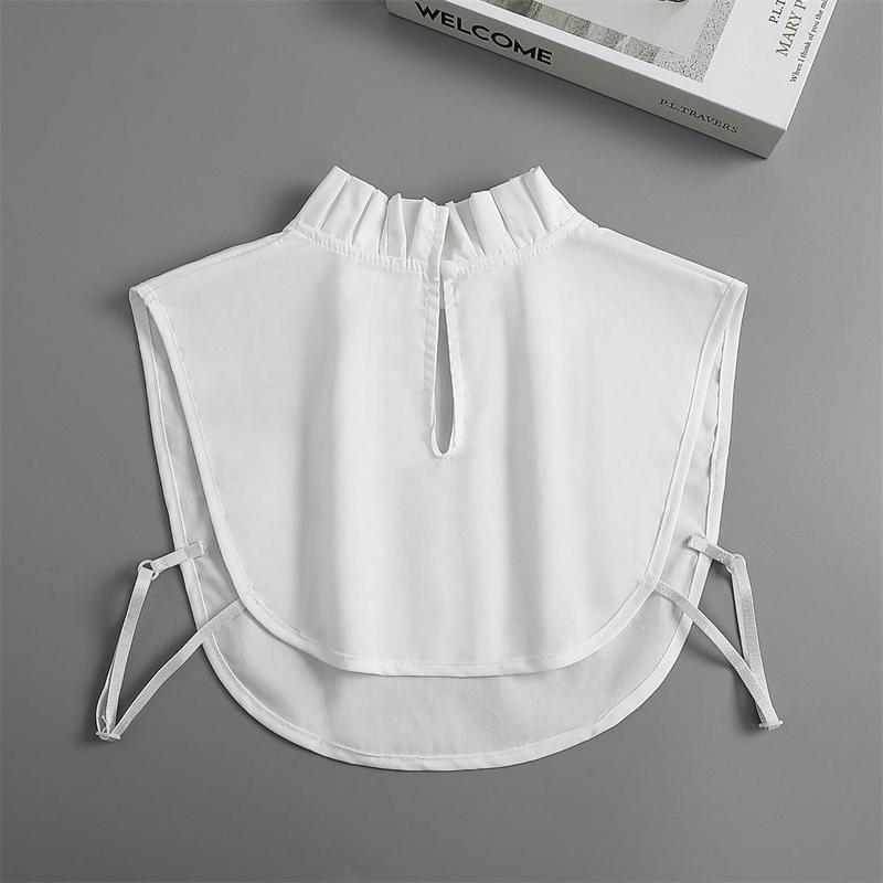 Elegant Cotton False Collar Solid Color Turtleneck Ruffled Mock Neck Sleeveless Detachable Clothes Accessory Women Ladies 3