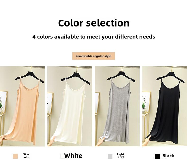 Product Introduction of Modal Slip Dress Inner Layer Long Loose Anti-Transparency Lining Skirt White Base Vest Plus Size Dress 11