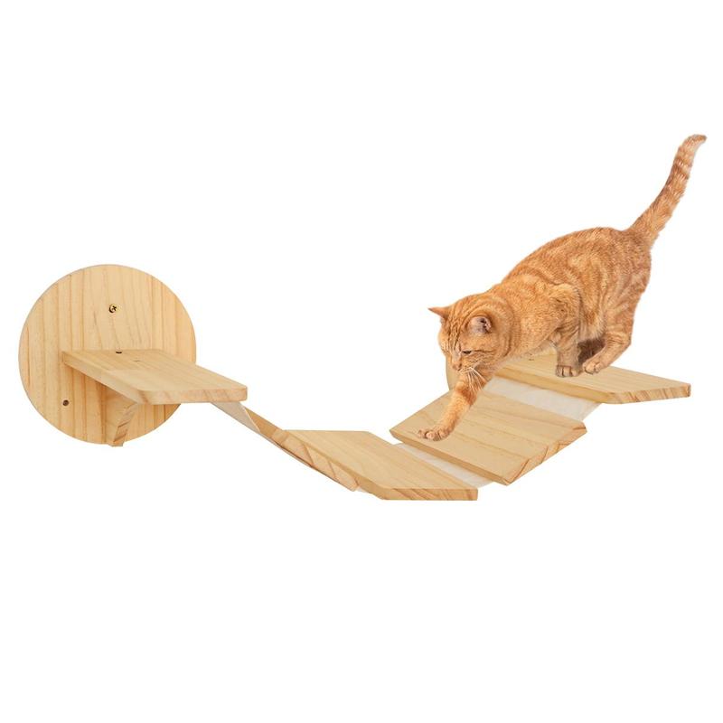 Wooden Cat Wall Shelf, Cat Wall Bridge, Floating Cat Ladder, Easy To Assemble Cat Wall Step, Pet Furniture for Cat Playing, Climbing 3