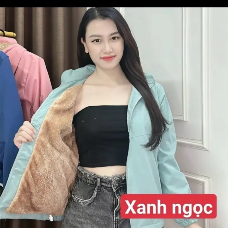 Áo gió nữ lót lông cừu chống nước cao cấp , cảm gió , chống bám bụi , lót lông dày dặn thời trang 2023 6