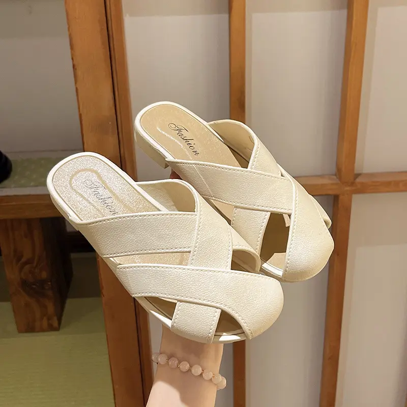 Giày sục nữ hở gót thiết kế quai chéo, sục nữ phong cách thời trang hàn quốc, size từ 36-41[Lù Store] 4