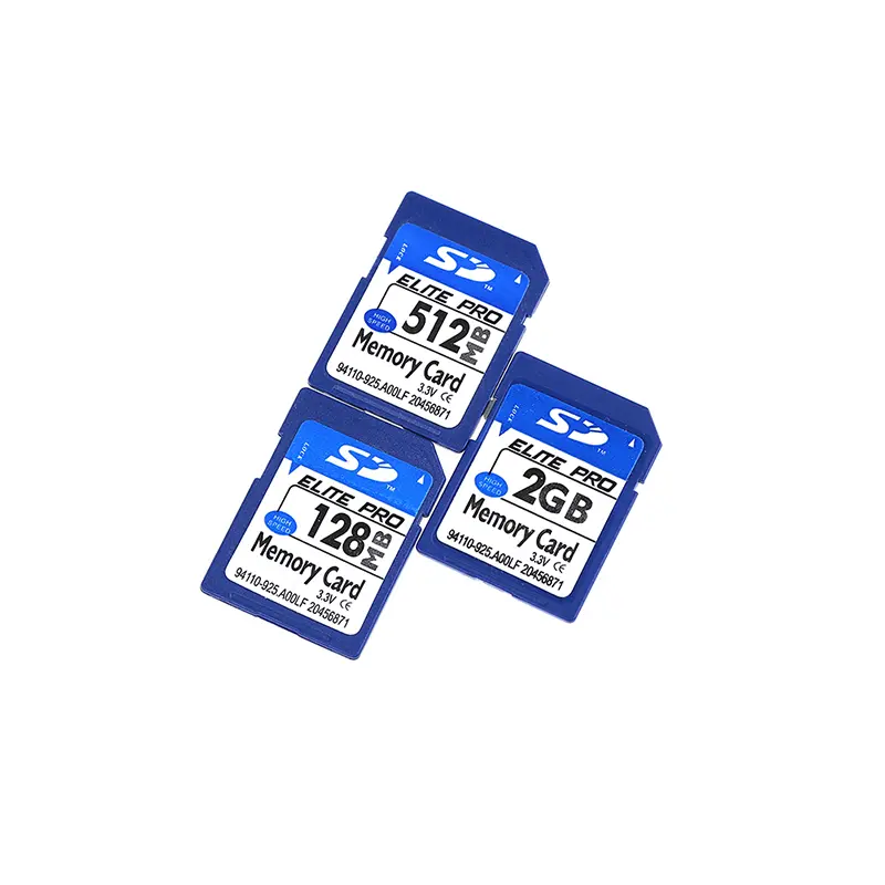 Thẻ nhớ tiêu chuẩn SD, có 128MB, 256MB, 512MB và 2GB, bộ nhớ kỹ thuật số an toàn 8