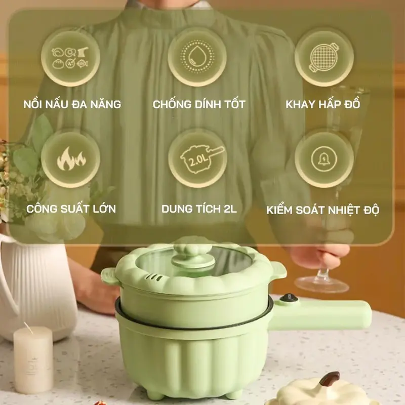 Ca Nấu Mì 20cm Tay Cầm Hình Bí Ngô YUESLILA noi  ham 3