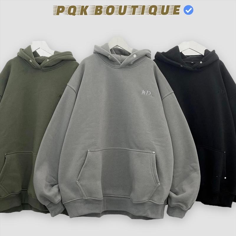 Áo Hoodie Nỉ Unisex Form Rộng Thêu Chữ N-D Basic Nhiều Màu - Pqk Boutique