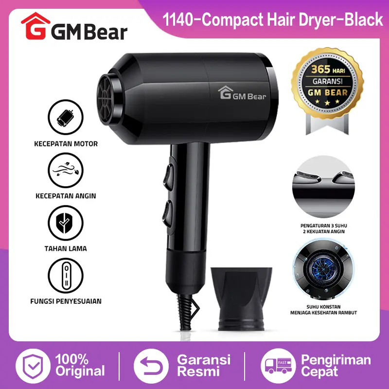 [Exclusive GM Bear x Ibnuwardani] Catokan Rambut 2in1 1173 + Hair Dryer Multifungsi 1140 4