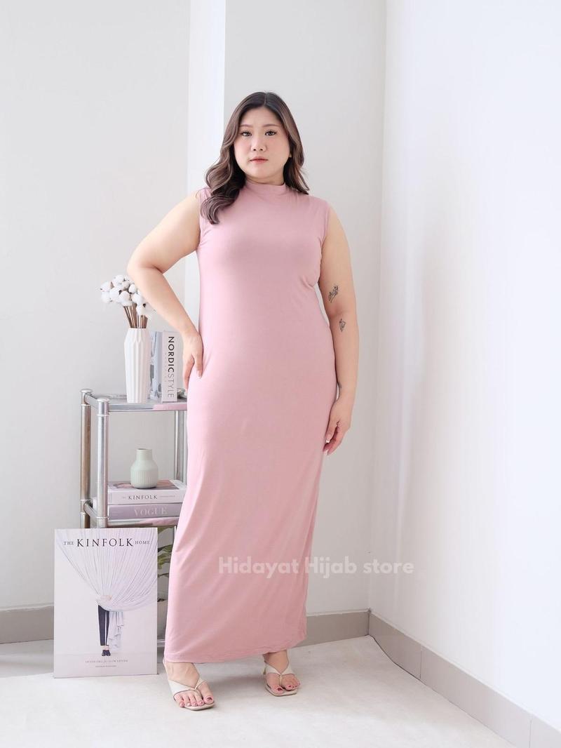 Product Introduction of Manset Dress Buntung Kaos/Gamis Tanpa Lengan Kaos Rayon Baju Fit Panjang Melar Standar 17