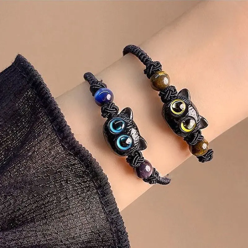 [Yybooklu]COD New Chinese Style Cat Woven Rope Cute Couple Bracelet Niche Design Gift 0
