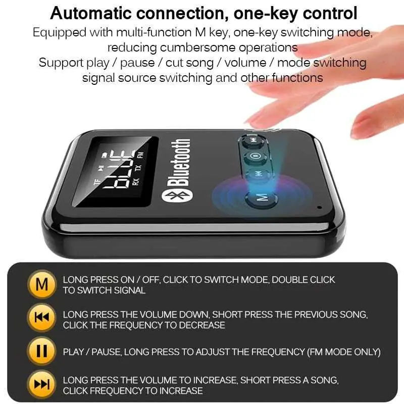 Audio Bluetooth 5.0 Transmitter Receiver Adapter AUX FM - K6 TKXEC 4
