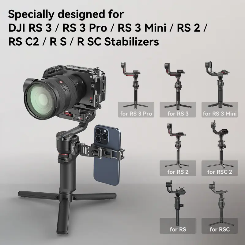SMALLRIG Universal Phone Tripod Mount, Metal Cell Phone Mount with Cold Shoe Mount and M4 Screws for DJI Stabilizers, Free Adjustment Phone Mount Adapter for iphone16 Pro/MAX, for Samsung Galaxy - 4301 Smartphone Accessories 1