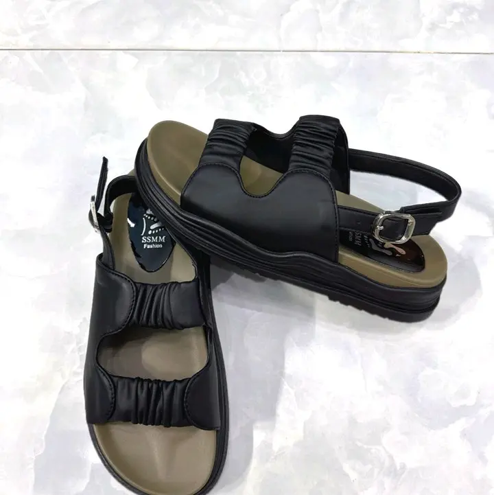 Sandal from bánh mì cao 3 cm quai da êm mềm thiết kế quai hậu có dây thun giúp mang dế dàng thích hợp đi làm hay đi chơi đều đẹp và thoải mái 1