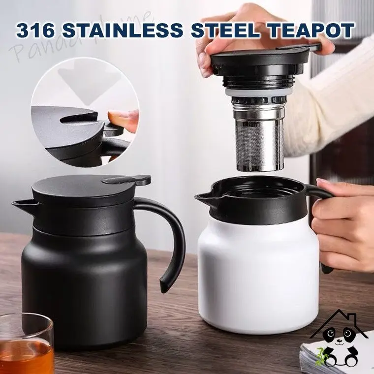 316 Thermos Stainless Steel Thermal Water Jug Bottle Teapot Household Stuffy Tea pot Portable Coffee Pot air panas teko teh 1000ML 800ML Kitchenware