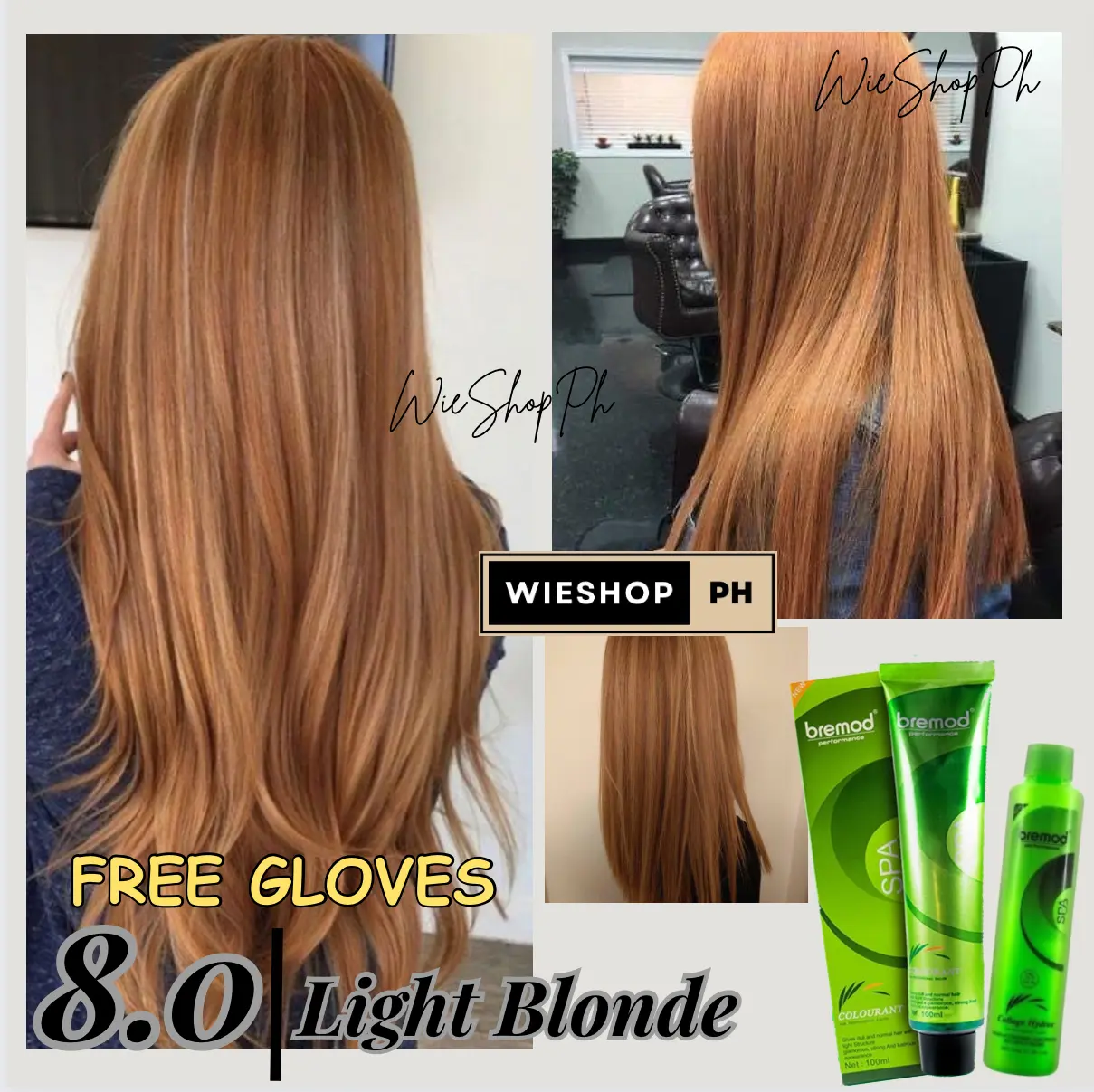 Bremod 8.0 Light Blonde Hair Color Set with Oxidizer (Available Oxi. 6%, 9% or 12%