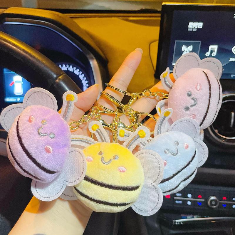 Product Introduction of Cartoon Plushll Keychain Cute Little Bee Key Toy Pendant Clothing Bag Accessories Brooch Decoration 4