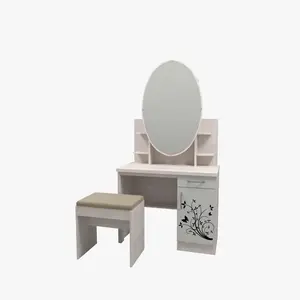 meja rias sliding kaca oval