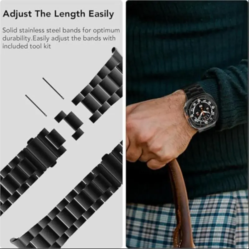 Stainless Steel Watch Band (Band Only), 1 Count Fashionable Watch Band for Samsung Galaxy Watch 7 Ultra 47mm, Durable & Adjustable Watch Accessories 4