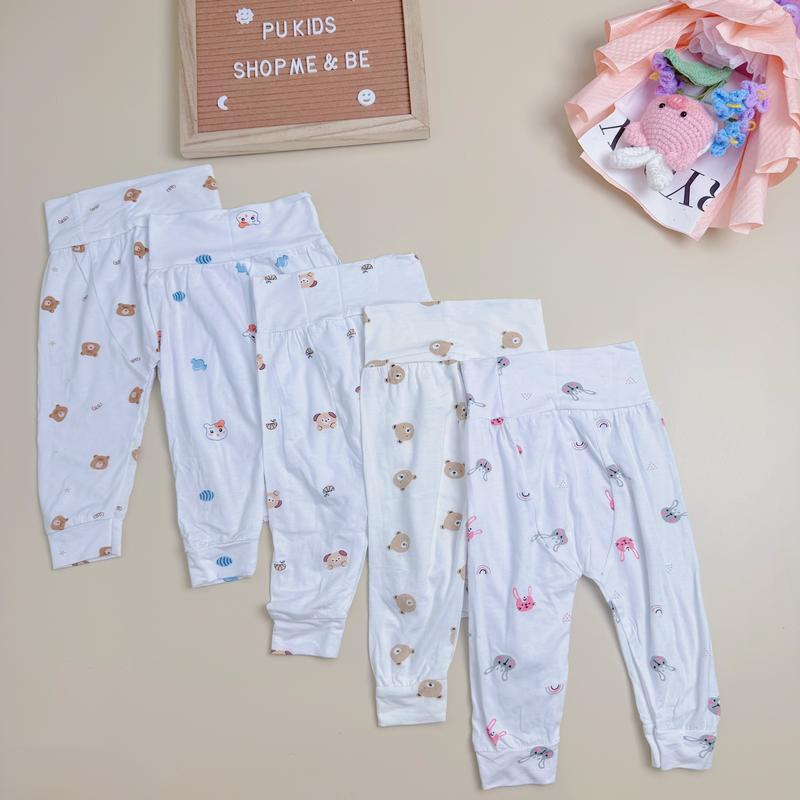 Quần dài sơ sinh cạp cao cho bé trai bé gái 3-9kg có đáp đũng rộng để đóng bỉm vải petit mềm mịn mát co giãn tốt phù hợp mùa hè thu _ Q17