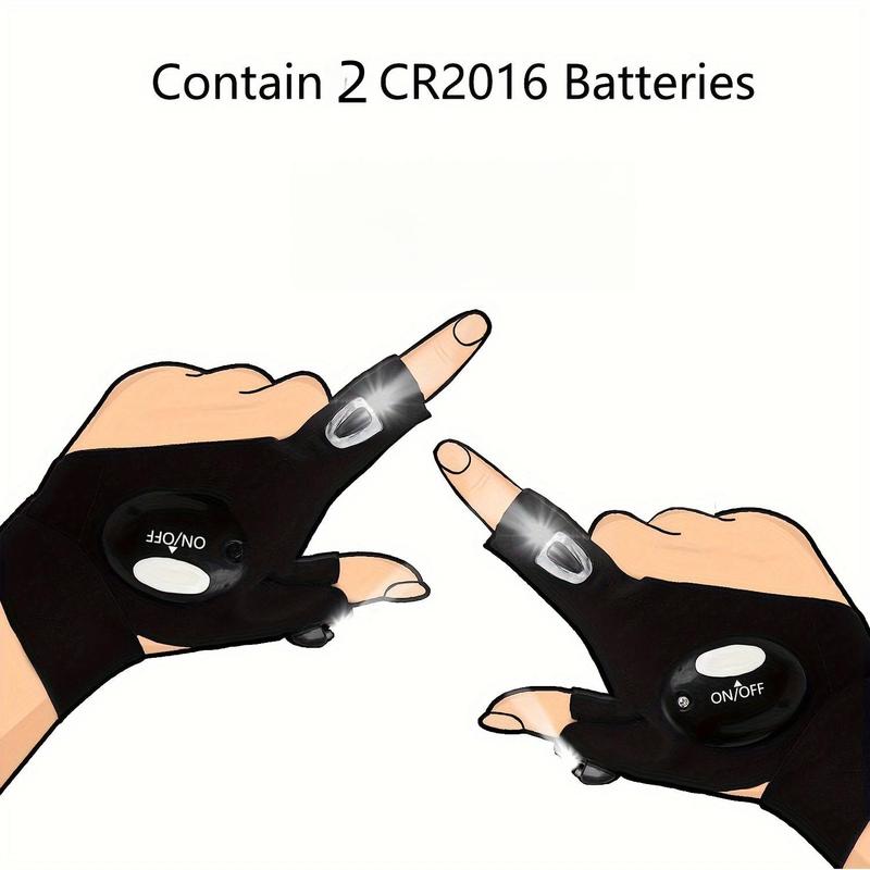 LED Light Up Gloves, 1 Pair Waterproof Portable LED Light Gloves, Fishing Gloves with Battery, Outdoor Lighting Gloves for Camping Running Cycling 6