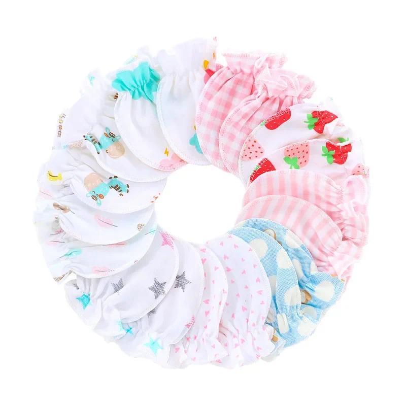 5/10 Đôi Găng Tay Trẻ Em Bé Cho Trẻ Sơ Sinh, Làm Bằng Bông, Thích Hợp Cho 0-3 Tháng, Găng Tay Chống Lấy, Chống Miệng Và Móng Tay, In Hình Dễ Thương