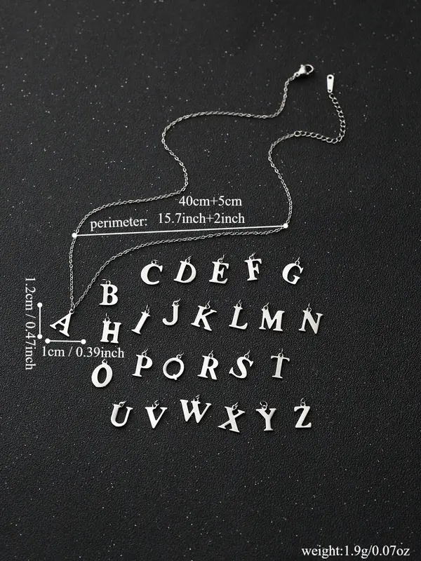 Street Style Letter Detail Pendant Necklace, Letter Charm Chain Necklace for Mom, Fashion Jewelry Accessories for Men & Women As Gift 1