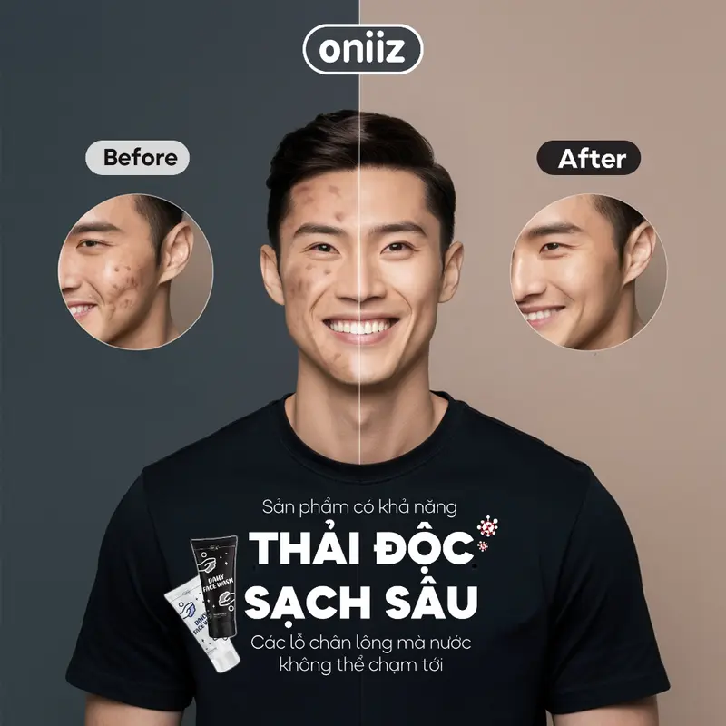 Sữa rửa mặt Daily Wash than gỗ sồi, bùn khoáng Oniiz làm sạch bụi bẩn, dầu thừa, ngừa mụn cho da 100ml Skincare Tẩy Trang Massage Son Môi Sun Cream 6