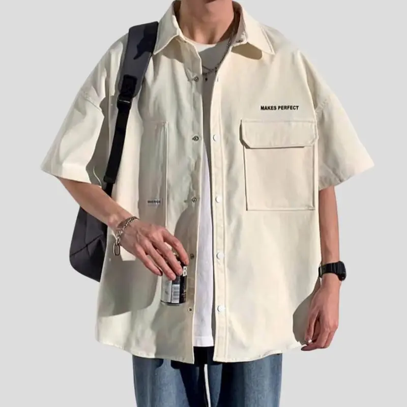 Áo Sơ Mi Nam Nữ  Form Rộng Tay Lỡ Chất KAKI 2 Túi MAKE Unisex Menswear hot trend 0