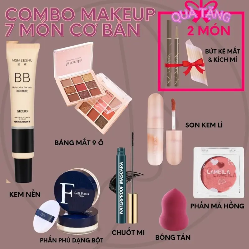 Bộ trang điểm cao cấp 15 món makeup chuyên nghiệp hottrend bộ makeup sang chảnh, hàng nội địa trung chính hãng kiềm dầu Cosmetic Nữ Women Phấn Phủ Son Perfume Mỹ Phẩm Kem Lót 4