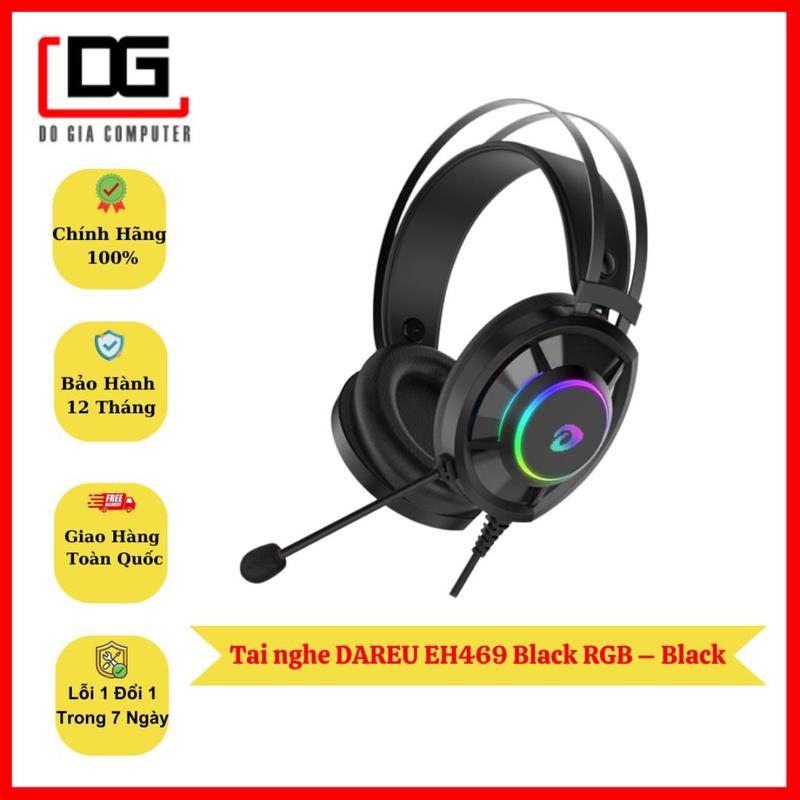 Tai nghe DAREU EH469 Black RGB – Màu đen Nhét Tai Nghe Nhạc Earphone Led Chụp Tai