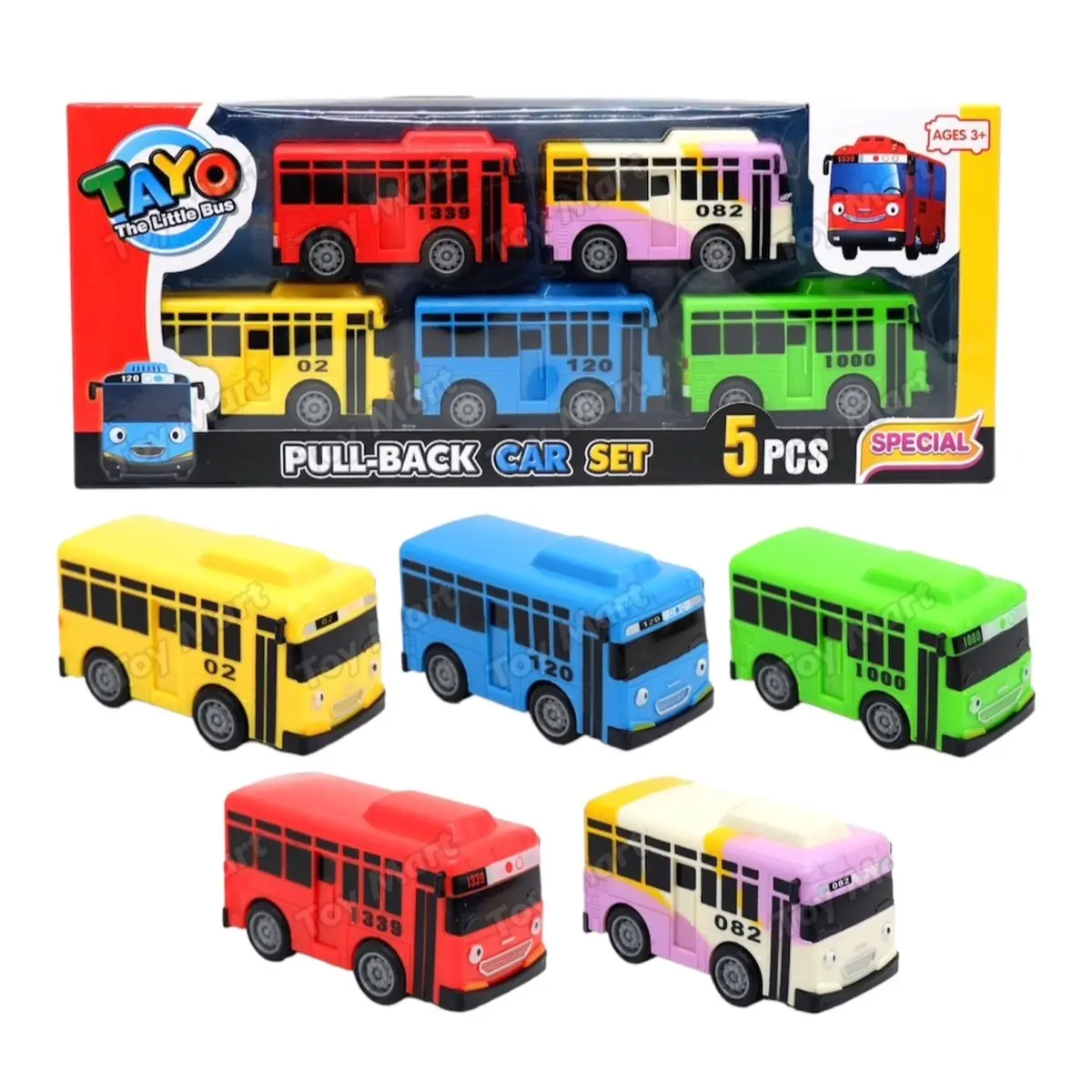 5Pcs Tayoo The Little Bus Pull-back Cars for Kids