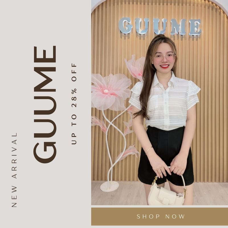 Áo sơ mi kẻ nữ tay bồng GUUME 3 màu, nhẹ nhàng, thanh lịch, vải đũi tơ thoáng mát, thấm hút mồ hôi A14 Top Women