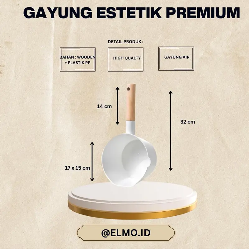Gayung Estetik Kualitas Premium Dengan Gagang Kayu Gayung Air Masak Dapur kamar mandi 1